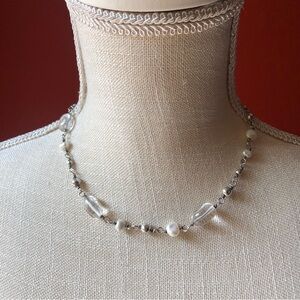 Silpada Freshwater Pearl, Crystal Quartz and Sterling Silver Beaded Necklace